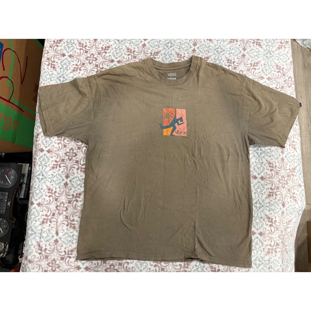 Vans Loose Fit Graphic T-Shirt Brown Mens XL Short Sleeve Cotton Skate Tee